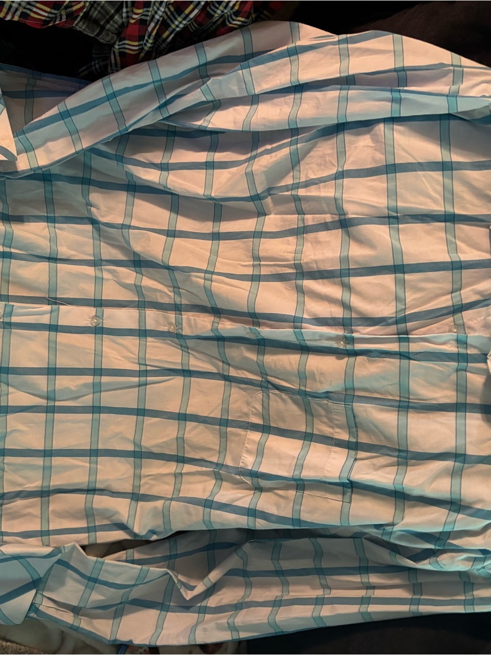 Men's Blue Windowpane Dress Shirt - Classic Fit
